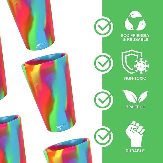 Silipint® 16oz. Hippie Hops & Arctic Sky Silicone Pint Glasses, 2ct.